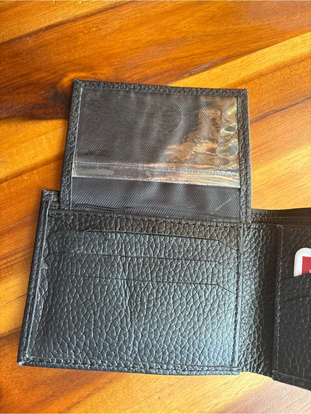 Genuine Leather Slim Bifold Wallet Black Mens - NWT
